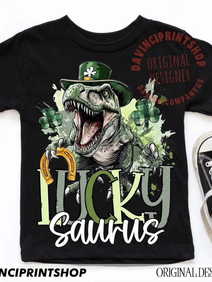 Lucky Saurus Png, St Patrick's Dinosaur Png, Lucky Dinosaur Png, Shamrock png, Kid St Patrick's png, Boy St Patrick's, Kids Shirts png file