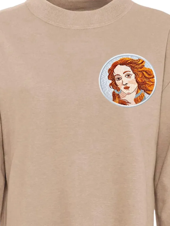 Venus miniature machine embroidery design based on a fragment of Botticelli's painting The Birth of Venus Machine embroidery pattern