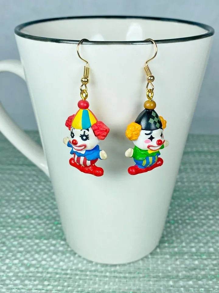 Clown earrings. Handmade jewelry.
