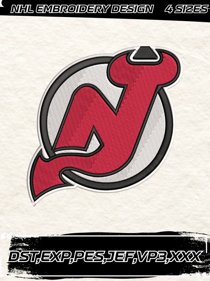 New Jersey Devils Logos Embroidery Designs,NHL Logo Embroidery Files, Machine Embroidery Design File, 4 Sizes,Digital Download