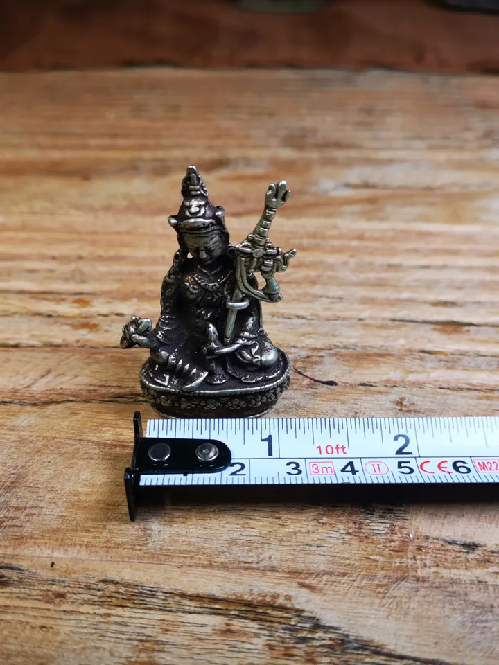 Lotus Born-Guru Rinpoche,Gandhanra 13 Types Retro Handcarved Mini Brass Tibet Tantric Buddha Statue,Top Collection Figurine Amulet
