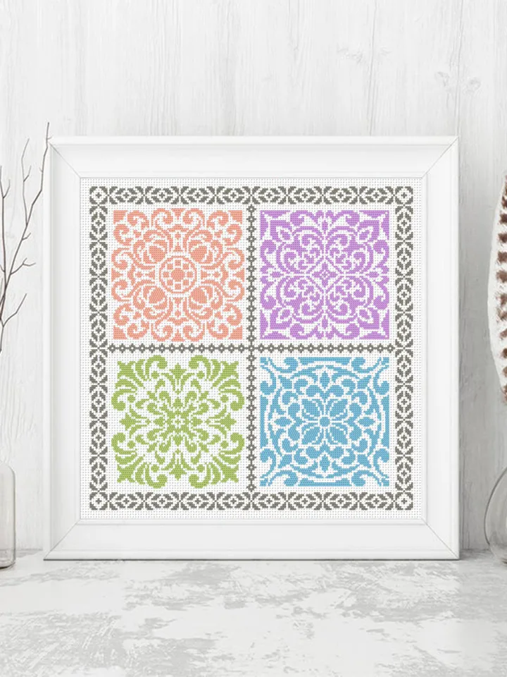 Square mandala cross stitch pattern PDF download Sampler cross stitch mandala ornament pattern for cross stitch pillow, DIY Home decor #M209