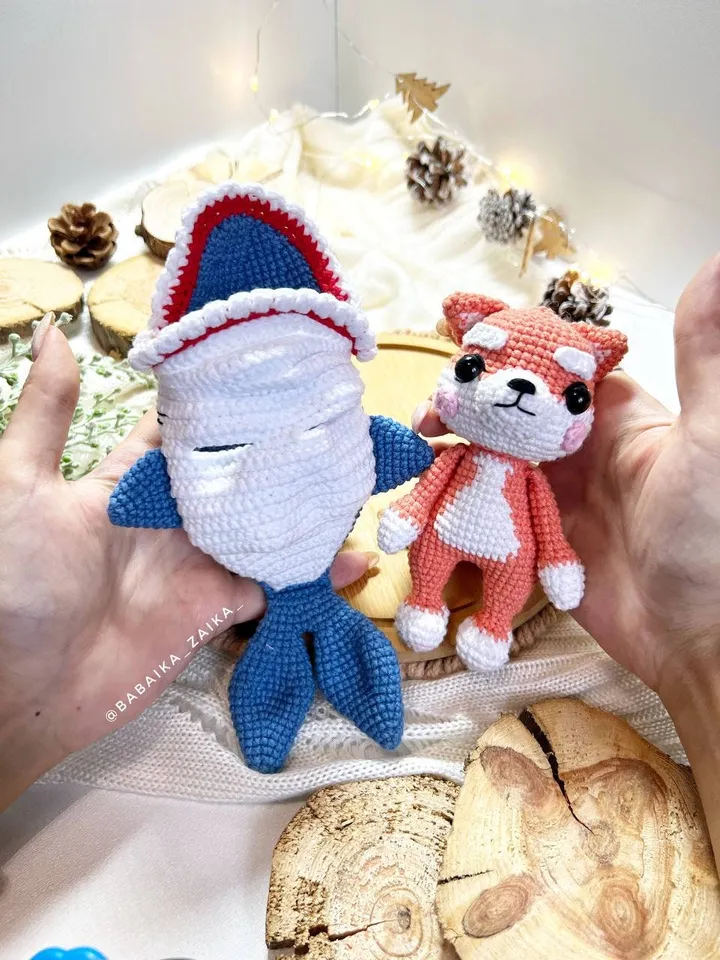 PDf Shark Dog Crochet pattern, Amigurumi Shark, Crochet Shiba Inu Pattern, Crochet Puppy, Amigurumi Shiba, Crochet Cute Dog Amigurumi