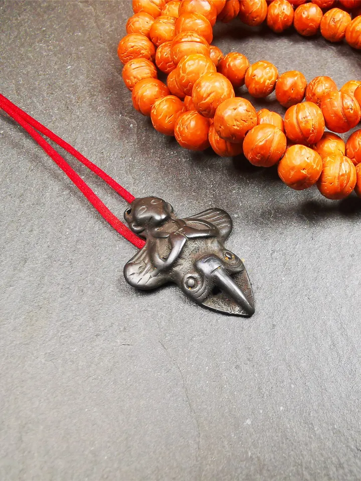 Gandhanra Handmade Tibetan Buddhist Amulet Garuda,Garula,Suparna,Golden-winged Bird Pendant,Made of Thokcha,1.26&quot;
