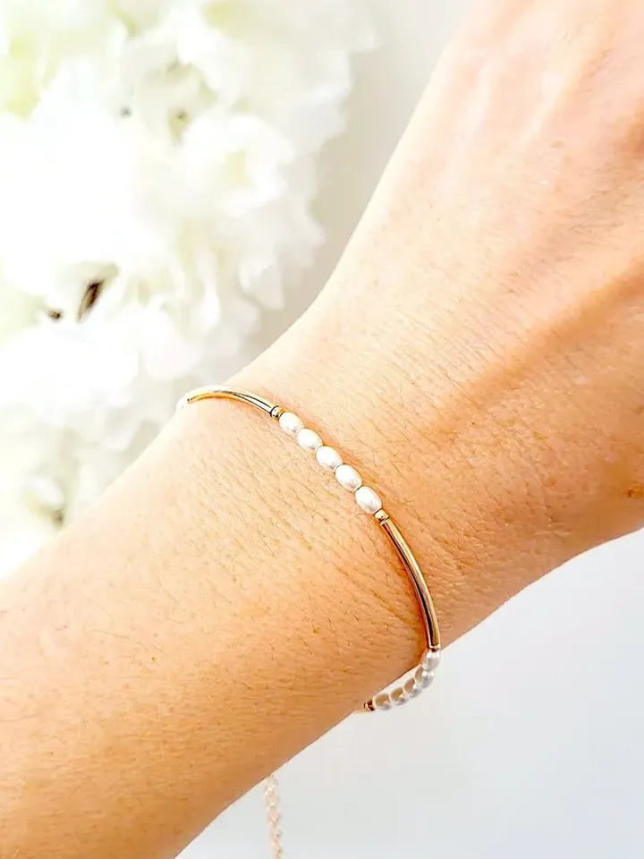 Bracelet Silver gold plated 925 with pearls