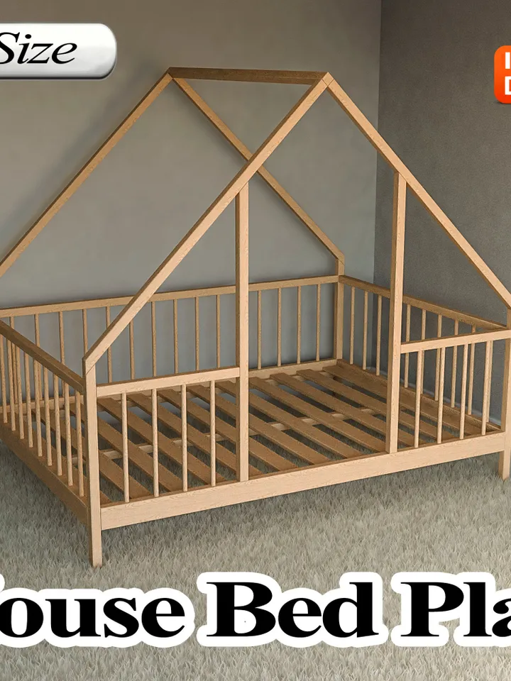 Montessori House Bed Plan, Full Size, PDF, DIY