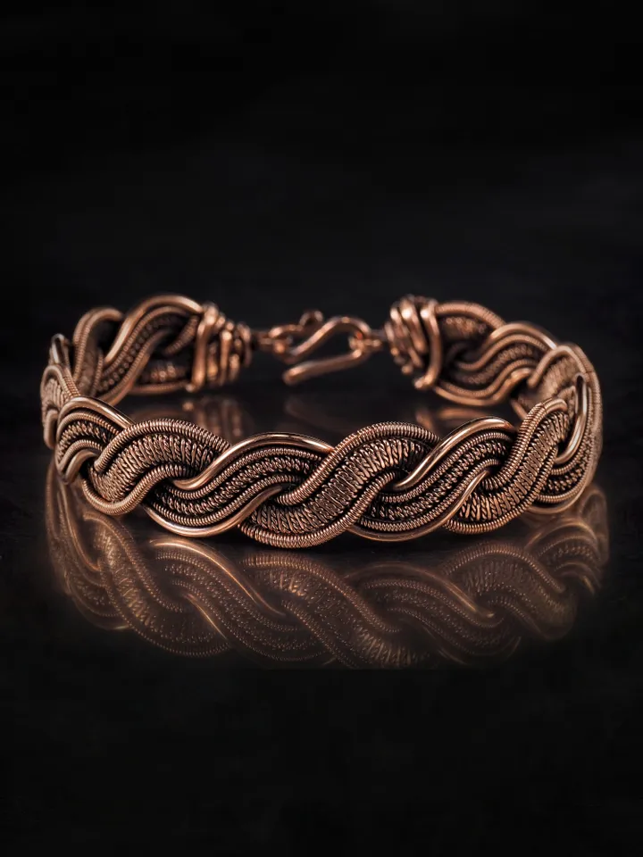 Woven copper wire bracelet Antique style handcrafted copper jewelry Unique gift