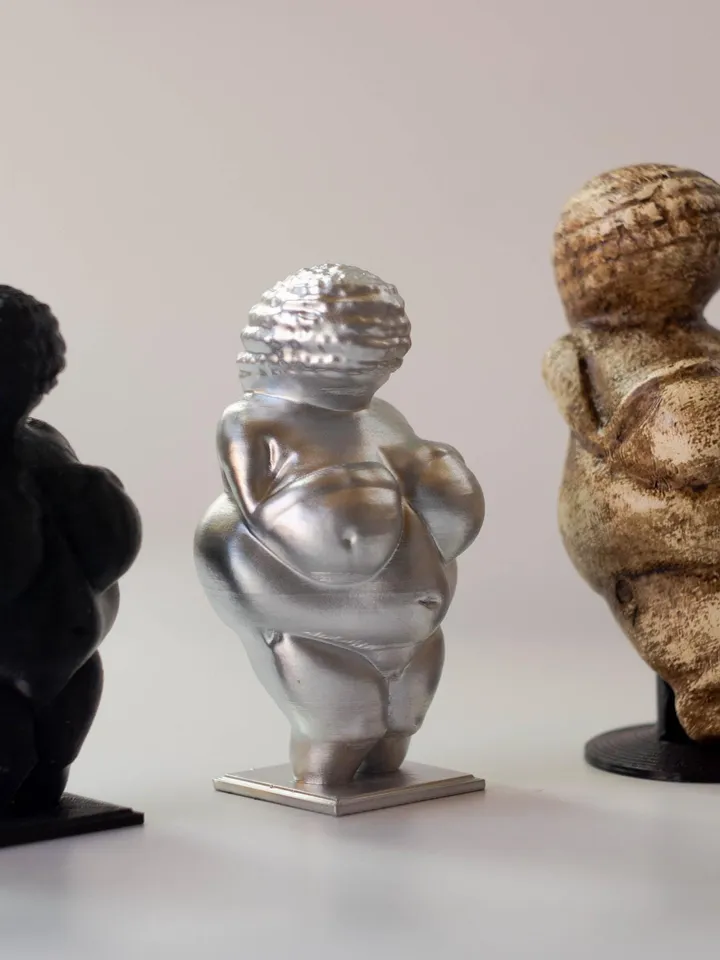 Pack of 3 Ancient Paleolithic Venus of Willendorf Brown, Silver and Black, Museum Replica, Fertility Goddess, Tribal Craft, Museum Replica