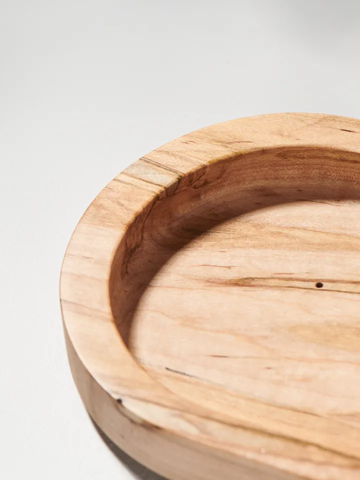 Oval Shaped Ambrosia Maple Catchall Modern Valet Tray