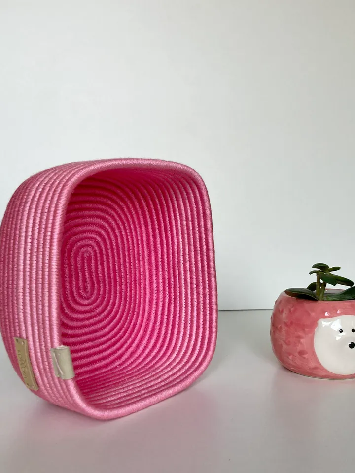 Soft pink storage basket 3.5'' x 7.5'' Square basket