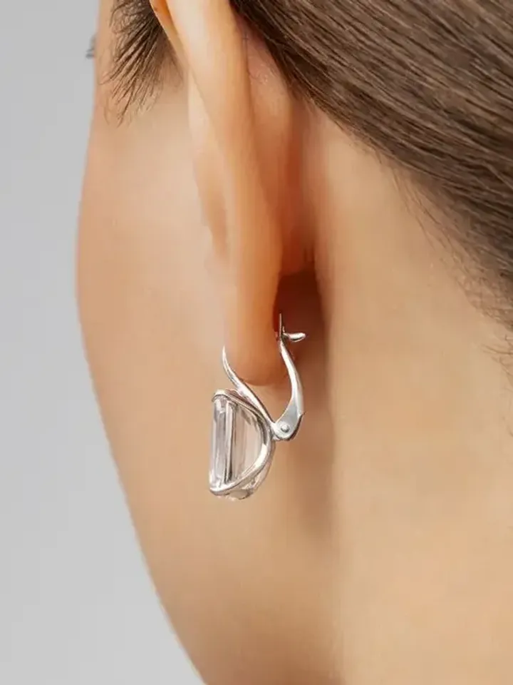 Earrings Silver rhodium plated 925 with cubic zirconia
