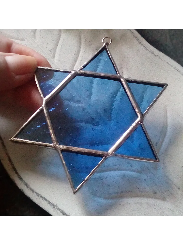 Star of David, Hanukkah, jewish star, Blue snowflake suncatcher, new year tree toy, seals of Solomon, star car hanger