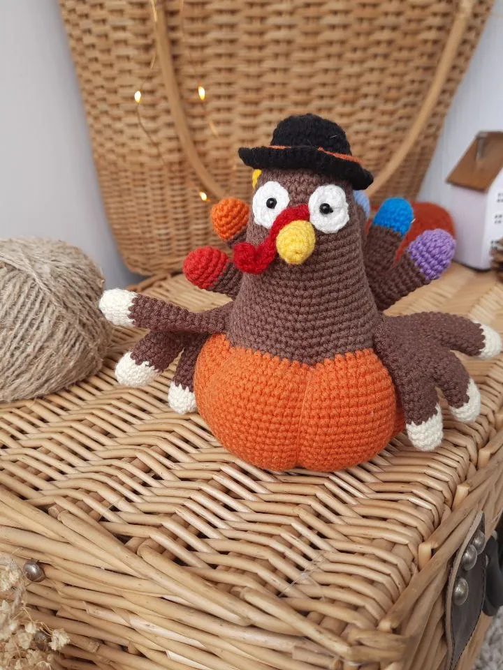 Stuffed turkey toy original gift for best friends. Thanksgiving Day home decor
