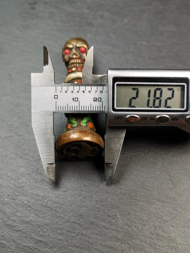 Gandhanra Tibetan Buddhism Seal Stamp Amulet - Unique Gecko Pattern Citipati Skull Design | Authentic Artisan Craft from Tibet