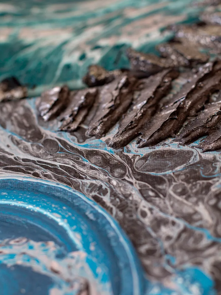 Waterscape wall art | Modern Abstract Sea Painting | 3D Effect Acrylic Art on Canvas | Handmade Artwork | Blue Square painting | Modular painting