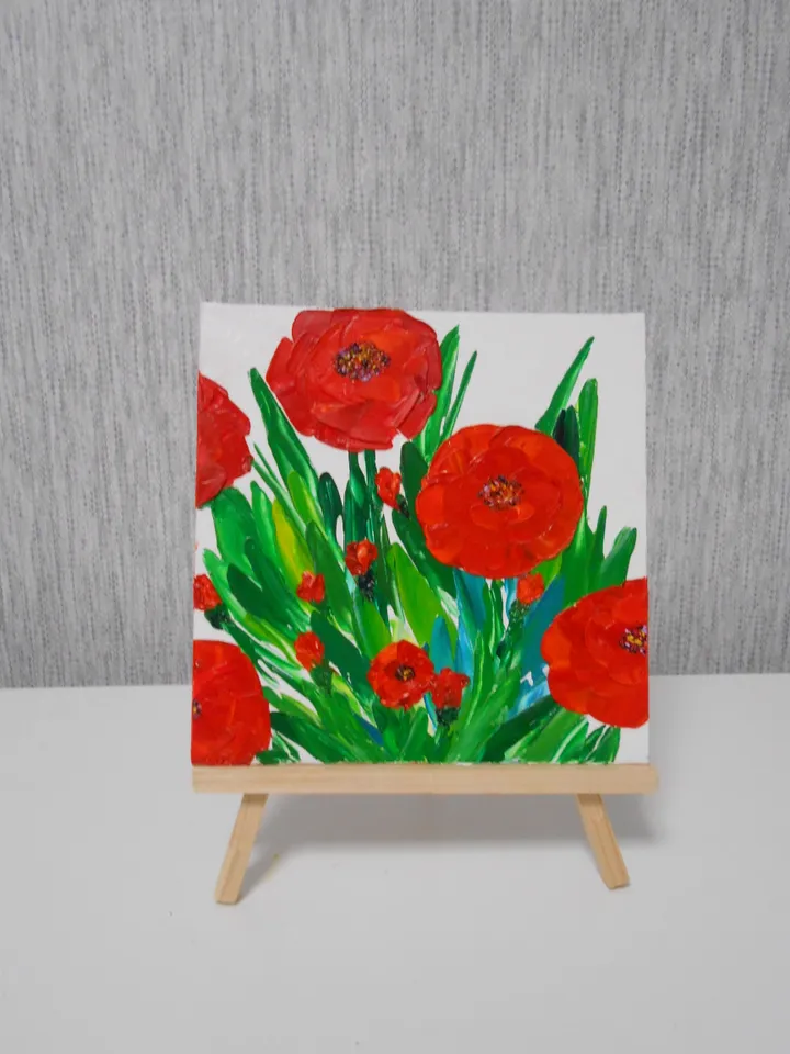 Red flowers.Oil painting.