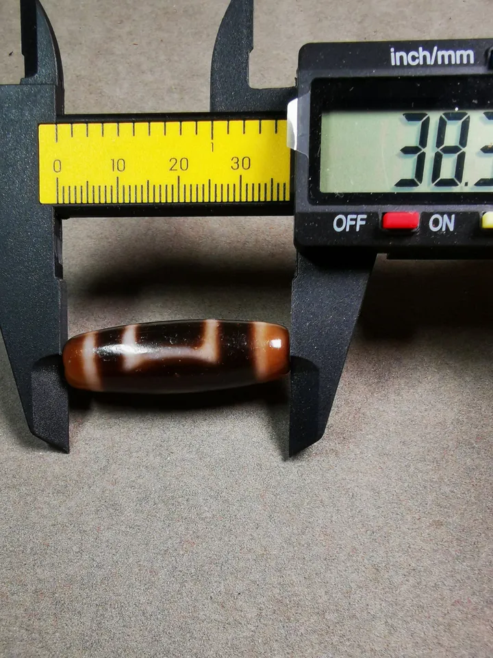 Gandhanra Tibetan Heaven & Earth Dzi Bead,Tibetan Chung,Protective Amulet,Small Size 38*12 mm