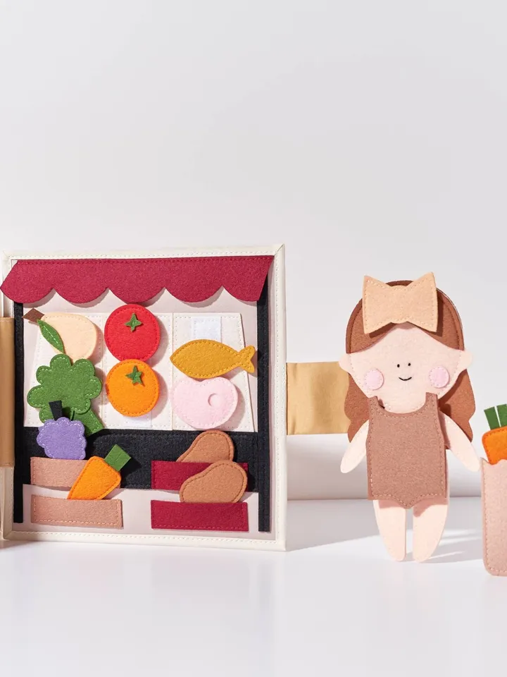 Quiet Book Dollhouse for Girls - Felt Fabric Travel Toy - Handmade Textile Dollhouse Gift for Toddlers - First Birthday Gift - KinderKrama