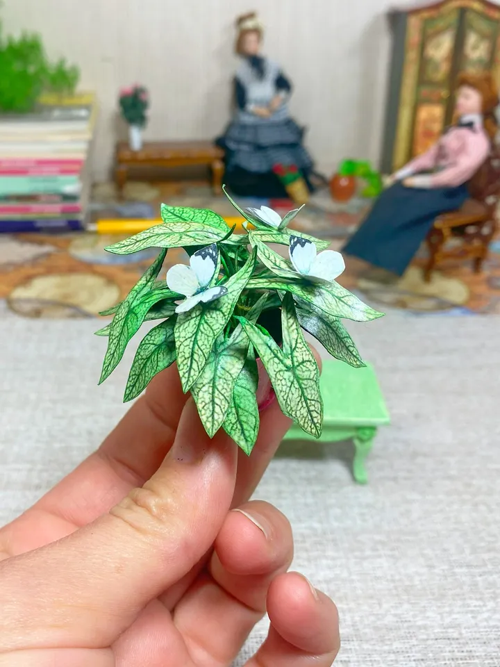 Flowers in a pot. 1:12. TUTORIAL. Dollhouse miniature.Flowers for a doll.