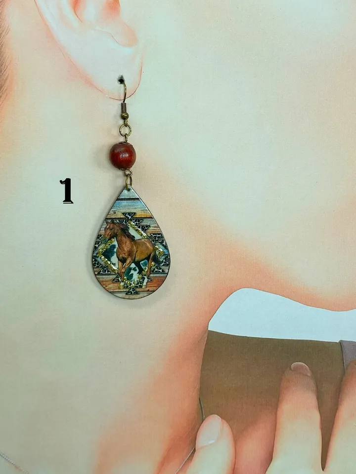 Earrings with print. Handmade jewelry.