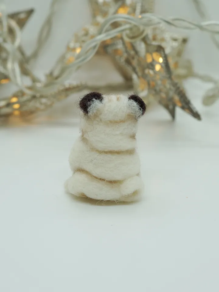 Tiny needle felted pug, miniature felted pet, dog portrait, made to order