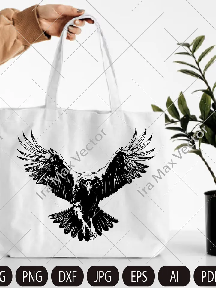 Raven svg, Raven Silhouette dxf, Raven clipart, Crow svg, bird svg, Crow flying svg, raven flying,crow attacking
