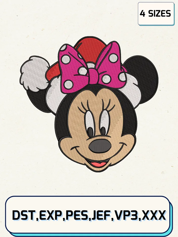 Minnie Mouse Christmas Embroidery Design,Christmas Embroidery Designs,Machine Embroidery Files,Minnie Embroidery Design,4 Sizes