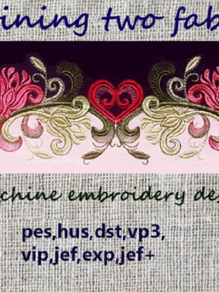 Splicing of two fabrics Petals of my heart set Embroidery Design