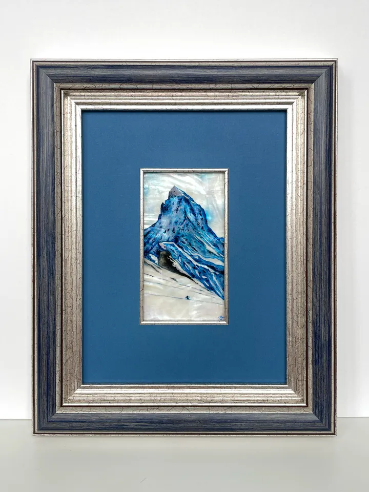 Mount Saint Elias Aceo Blue Mountains Landscape Original Art Wall Art Small Oil Painting