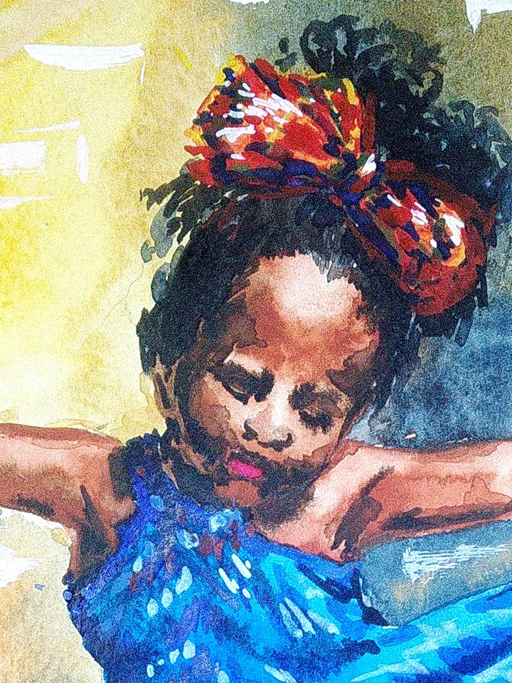 Ballerina Painting Black African Queen Original Art Figurative Painting Watercolor Art 11 by 8 by TatianaArtShop