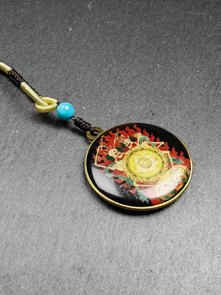 Gandhanra Vintage Tibetan Amulet,Double Sided Citipati Skull Pendant,Protective Charm,Spiritual Gift