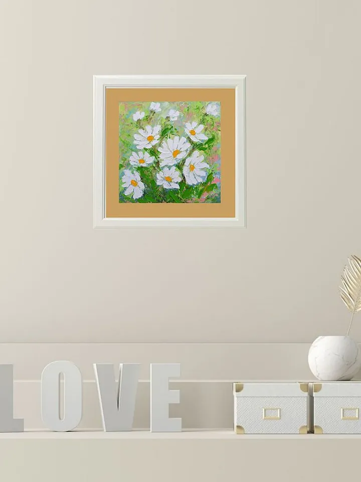 Daisy Painting Floral Original Art Flower Wall Art Small Impasto Oil Painting
