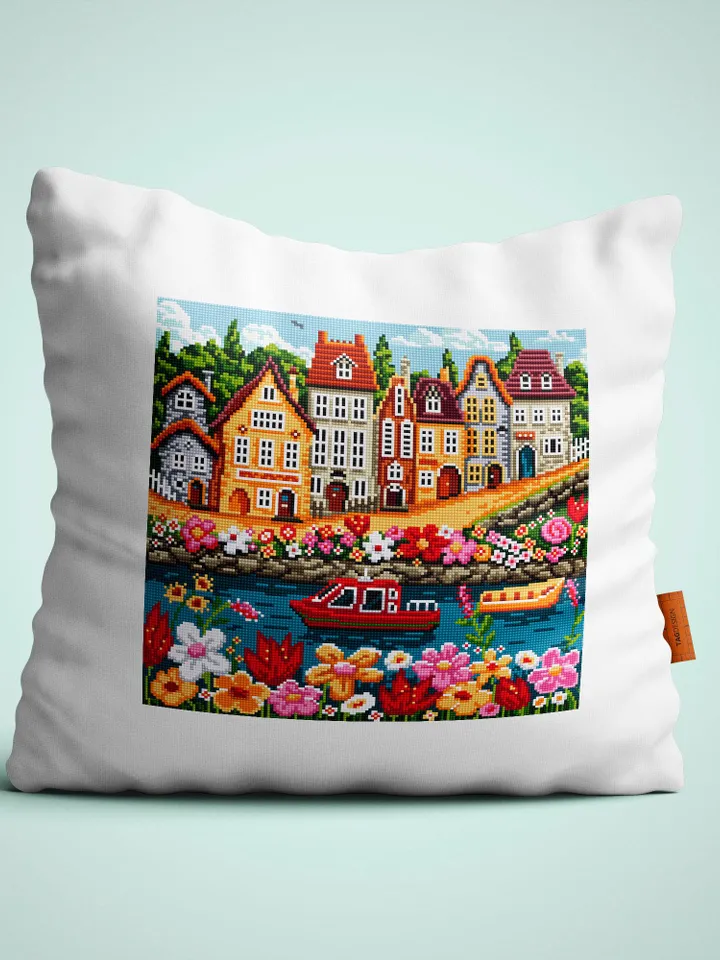 Summer houses cross stitch pattern PDF download Nature landscape cross stitch chart, Flower village pattern digital PDF, Home decor #E17