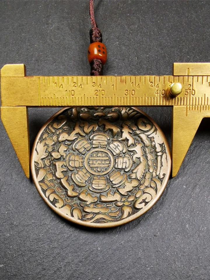 Gandhanra Antique SIPAHO(srid pa ho) Amulet, Tibetan Buddhist Astrology Calendar Badge,12 zodiac Melong Mirror, Jiugong Bagua,30 Years Old