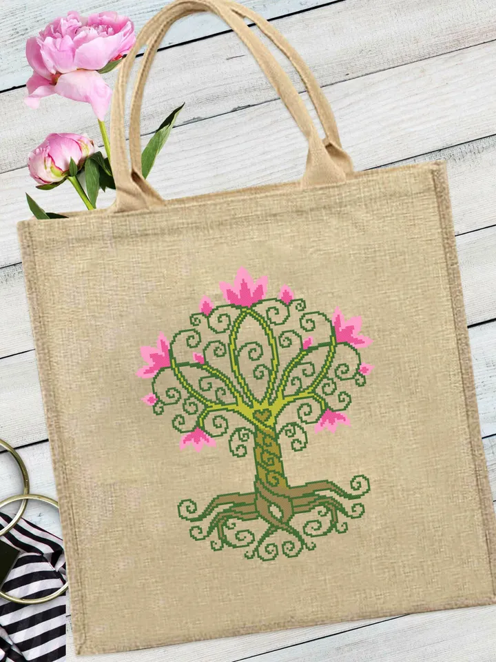 Tree of Life cross stitch pattern PDF download Flowering tree cross stitch chart, Flowers tree pattern digital PDF Simple cross stitch #M130