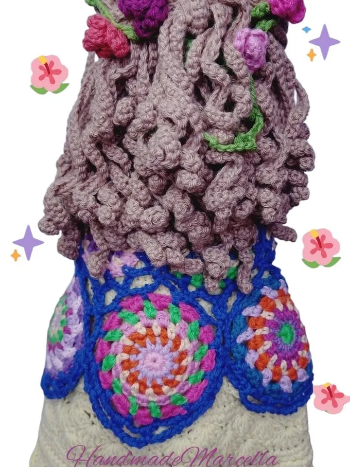 Vania doll, 34 cm. Vania doll, is a Hippie doll, Handmade doll, crocheted doll.