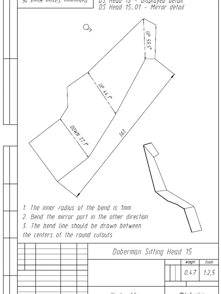 Welding Project Plans Drawings Doberman Sitting (DXF, PDF)