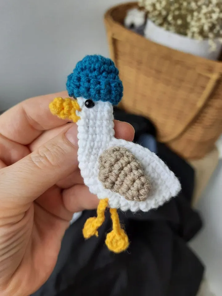 Gift set seagulls - stuffed toy and brooch. Plushe seagull toy. original miniature brooch seagull