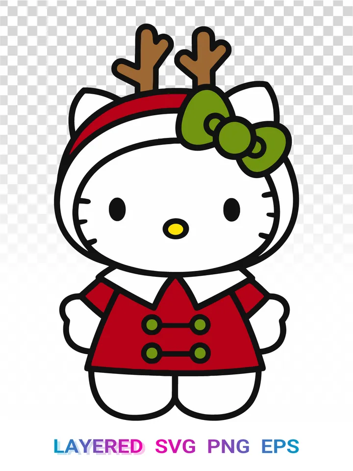 🦌 Hello Kitty Reindeer SVG PNG, Sanrio Christmas Antlers