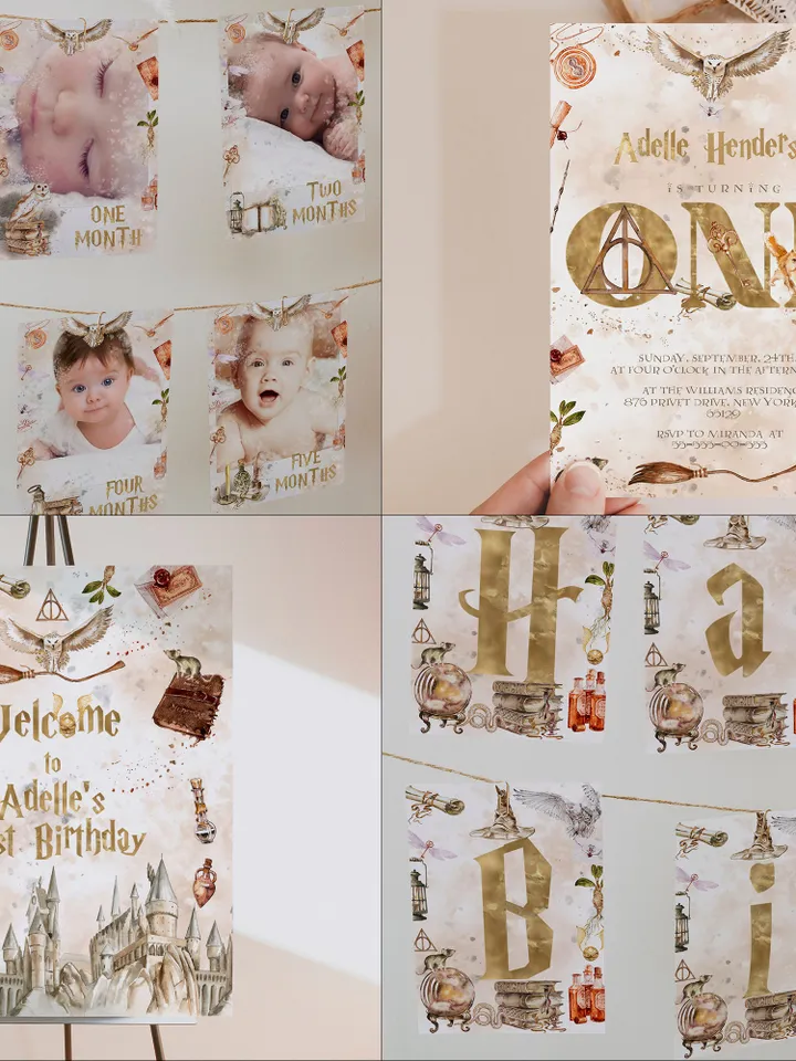 The Chosen One Big Bundle; Wizard Birthday Party Bundle Templates; Magic School Birthday Party Template; Editable Wizard Party Template; W7
