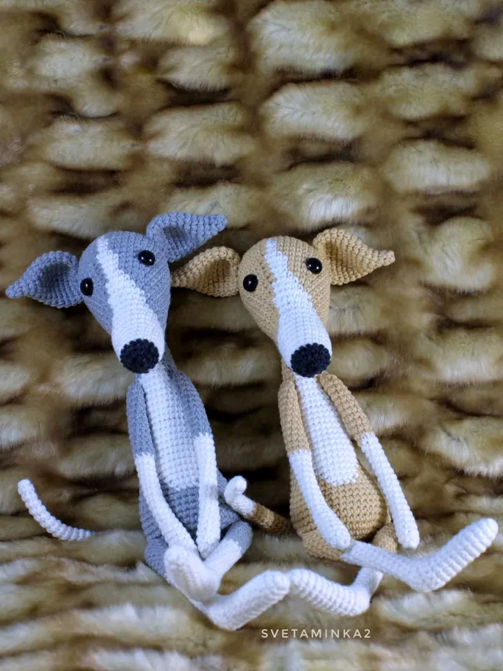 Greyhound Crochet Pattern, Whippet, Sighthound, Galgo, Italian Greyhound, Lurcher Amigurumi Dog. Digital Download. PDF.