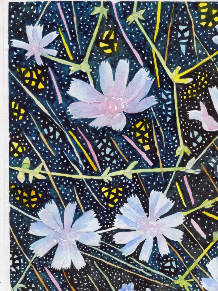 Watercolor painting. Abstraction. Flowers.