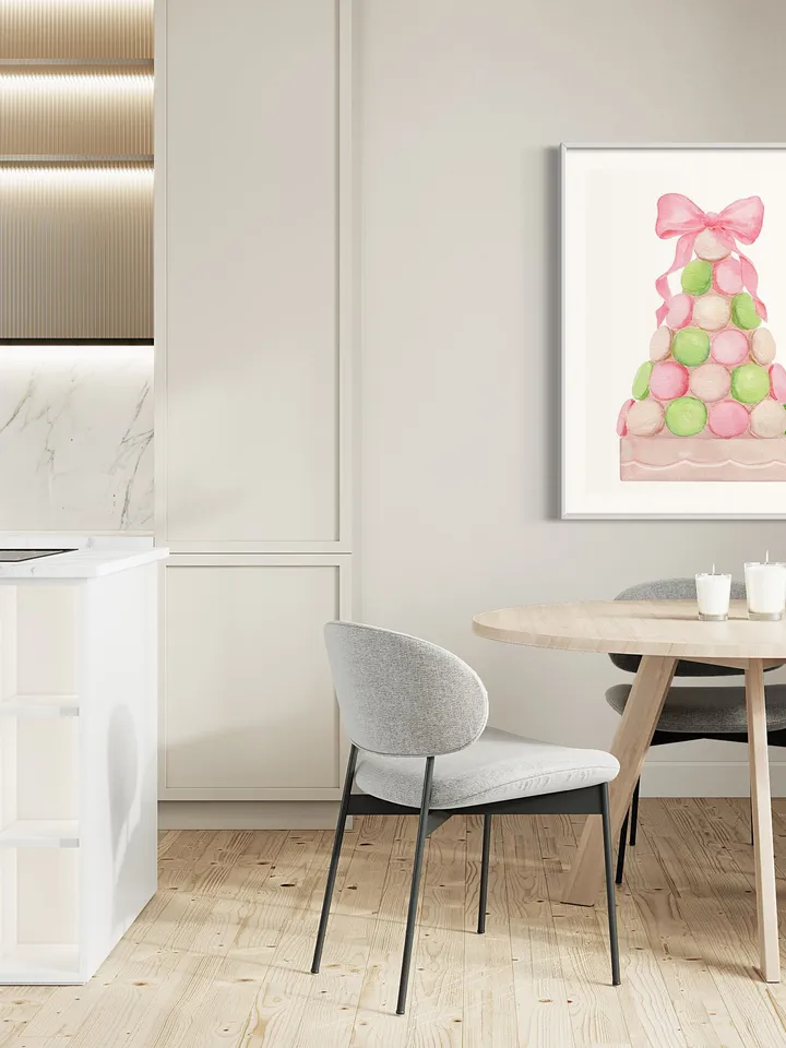 Pink Macaron Bow Print, Watercolor Painting, Pink And Mint, Bakery Painting, Bakery Pink Cupcake, Gift For Her, Watercolor Dessert, Pink Bow