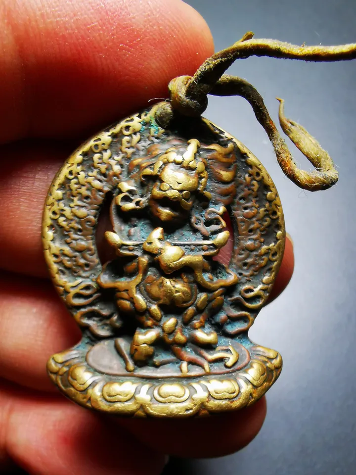 Gandhanra Antique Tibetan Buddhism Amulet Pendant,Panjaranata Mahakala,80 Years Old