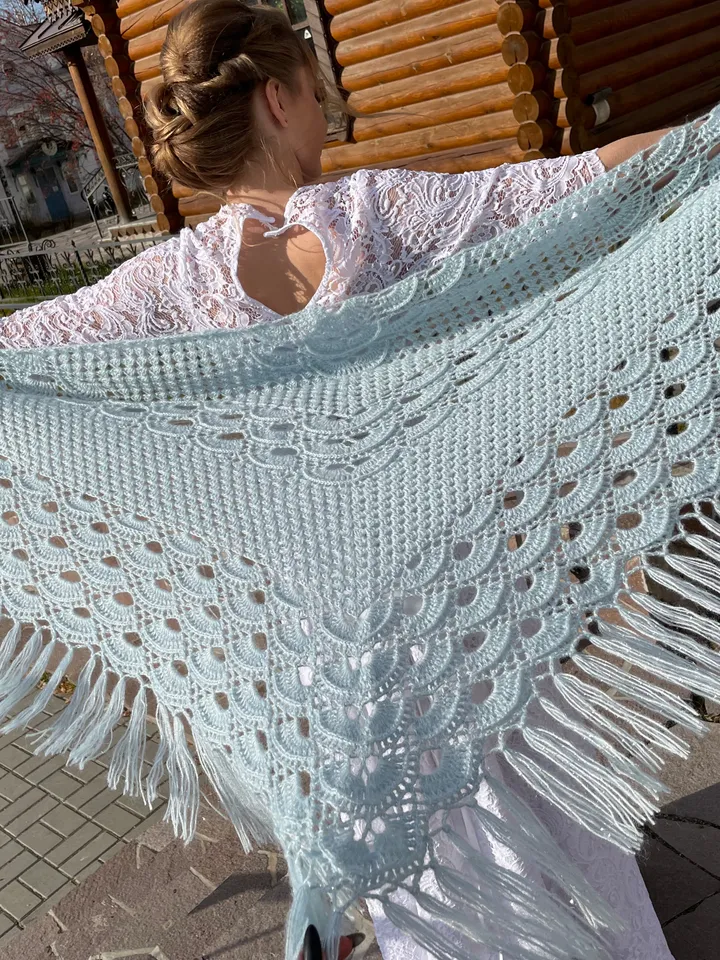 Mint wedding shawl fringe, Bridal cape lace, Bride shawl winter, Bridesmaid shawl gifts , Triangle wool shawl , Cover up bridal party shawl