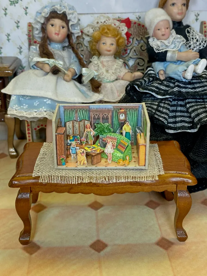 Mini roombox with filling. Toy for dollhouse. Toy for a doll. 1:12. Handmade.