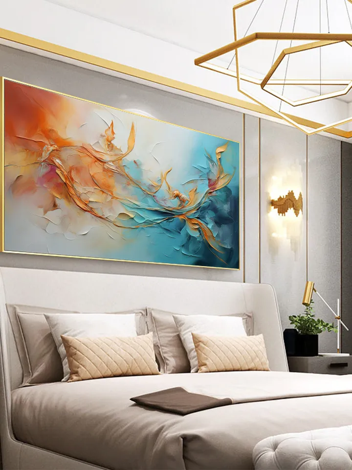 Original Framed Colorful Oil Painting On Canvas, Large Wall Art, Abstract Flowers Painting, Custom Painting, Living room Wall Art Home Decor