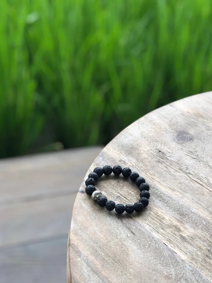 Genuine Lava Stone Woman Bracelet | Bali Jewerly | Black Gemstone Bracelet | Mala Bracelet | Aroma Bracelet | Brutal Bracelet Bead Black