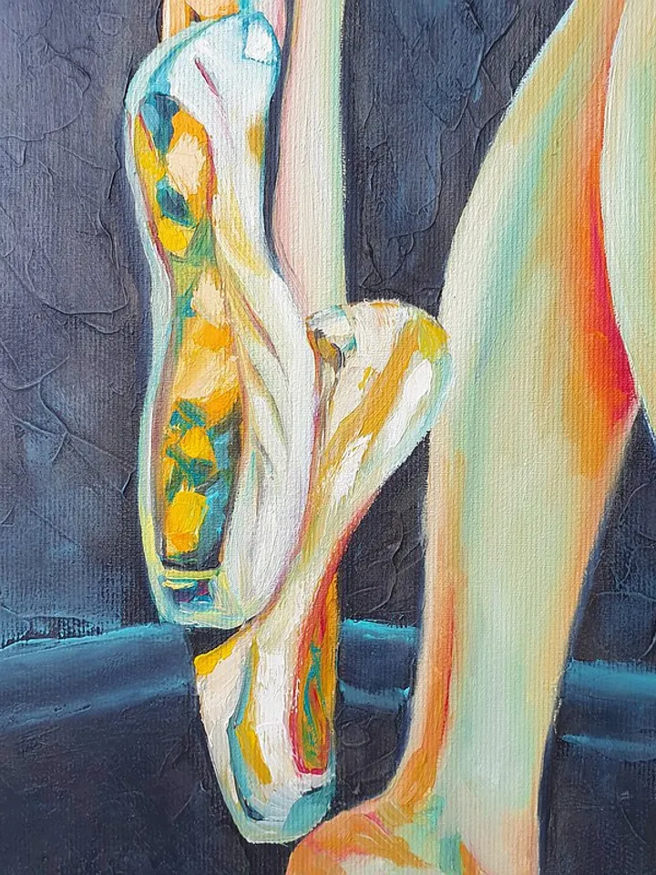 Female Foot Painting Ballerina Original Art Ballet Pointe Wall Art Oil Painting