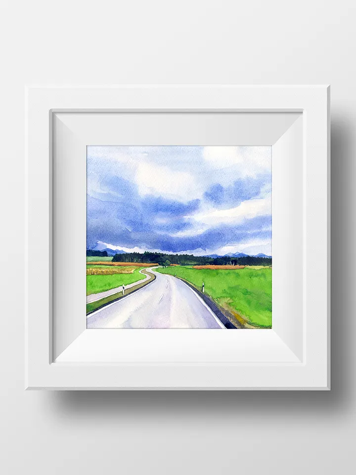 Highway Digital file for printing Large Poster Copy of the author's painting Summer landscape